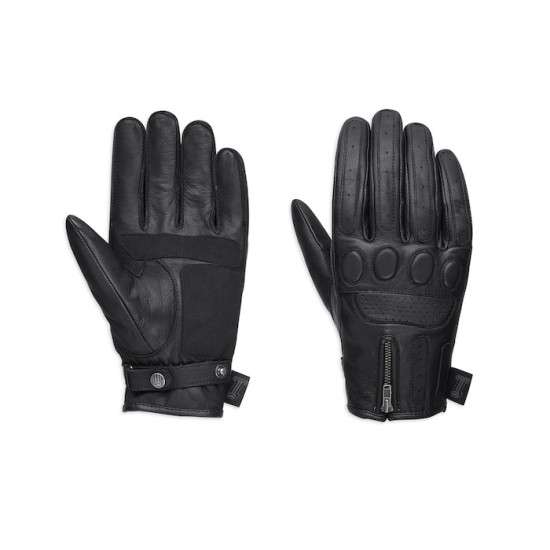 GLOVE-BL,F/F,1SKULL,LTHR,MENS,