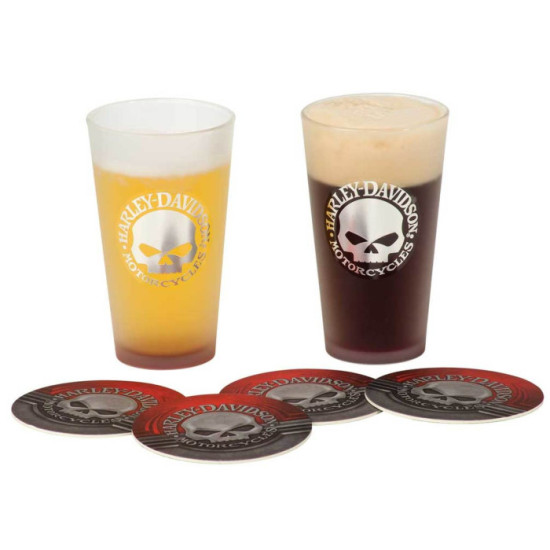 H-D Skull Pint Glass Set