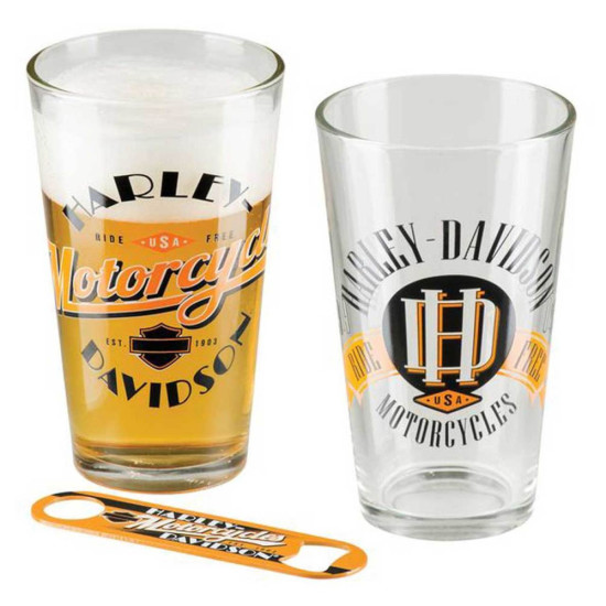 H-D Ride Free Pint Glass Set