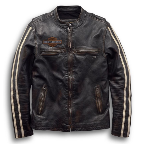 Men's Sleeve Stripe Leather...