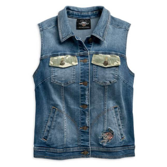 Women's Camo Accent Denim Vest
