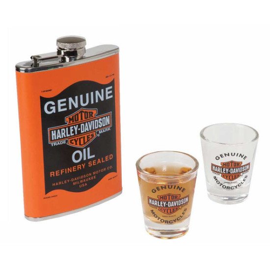 H-D Olit Can Flask & shot...