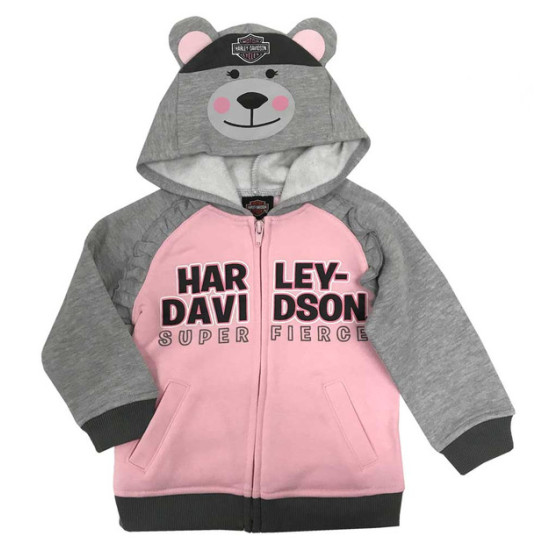 Girl pink bear hoodie
